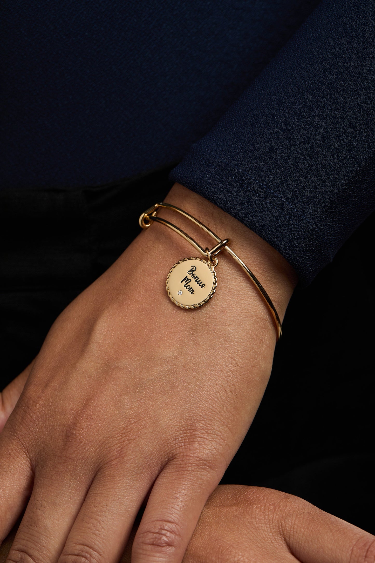 Bonus Mom 'Family Isn't Only Blessed By Name' Charm Bangle
