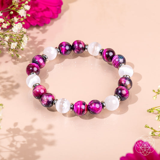 Shape Your Future – Pink Galaxy Tiger’s Eye Bracelet