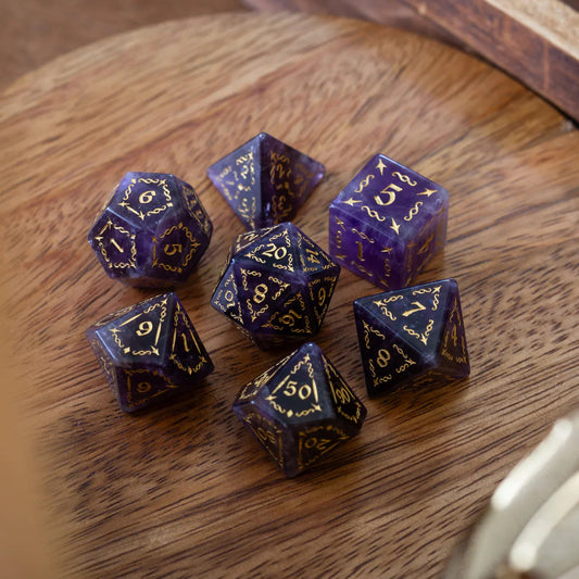 Vine Spike Gemstone Purple Amethyst DND Dice Set