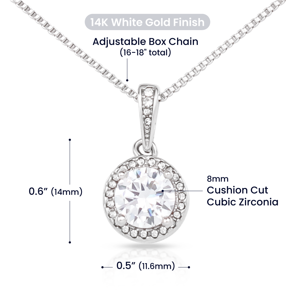 Eternal Hope Cushion Cut Necklace – Elegant CZ Pendant Gift for Her